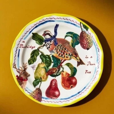 Anthropologie Nathalie Lete Doce Días de Navidad Plato Perdiz Pera NUEVO Foto 1 de 2