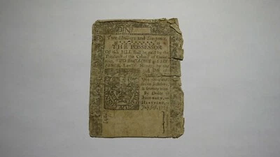 1775 2 Shillings 6 Pence Connecticut CT Colonial Currency Bank Note Bill 2s6d - Image 1 of 2