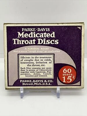 Винтажные леденцы для горла Parke Davis ЛЕЧЕБНЫЕ для снятия кашля Detroit пустая коробка - Изображение 1 из 4