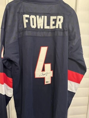 Camiseta deportiva de hockey firmada por Cam Fowler del equipo de Estados Unidos Beckett certificado de autenticidad BAS Foto 1 de 4