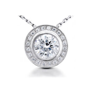 2.31ct tw F-SI2 Round Cut Earth Mined Certified Diamonds 950 PLT. Halo Pendant