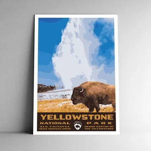 Yellowstone National Park Travel Poster / Postcard Wyoming USA Multiple Sizes - Picture 1 of 4
