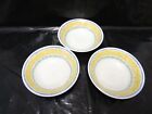 3 x Churchil staffordshire china cereal bowl yellow, blue white  pattern(L)