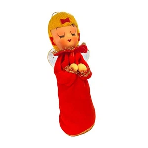 Vintage Japan Angel Stockinette Doll with Red Bulb Christmas - Picture 1 of 8