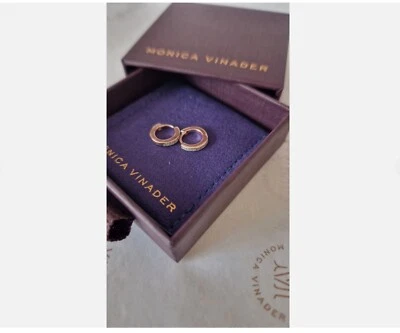 Mini Pendientes Huggie Monica Vinader Ajustados Chapados en Oro Rosa Diamantes Nuevos💕 Foto 1 de 4