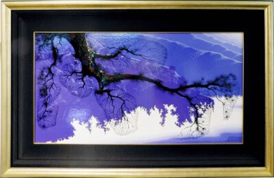 Eyvind Earle "Purple Coastline" Firmado a Mano Original Óleo sobre Panel ¡HAZ UNA OFERTA! Foto 1 de 4