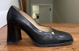 Gianni Versace Leather Heels Black Women’s Size 37 Made In Italy - Picture 1 of 19