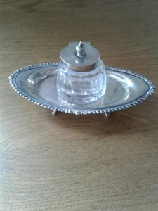 ANTIQUE SOLID STERLING SILVER INKSTAND BIRMINGHAM 1902 - Picture 1 of 8