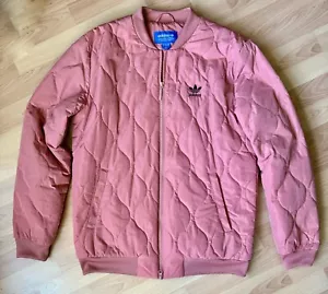 Men's adidas Original Full Zip Pink Quilted Bomber Jacket & Pockets size Medium - Picture 1 of 24
