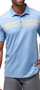 Neu mit Etikett Travis Mathew blau gestreift koralle Betten Golf Polo-Shirt Herren Large - Bild 1 von 5