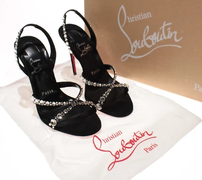 Christian Louboutin Novo com etiquetas Emilie Strass Salto Slingback Tamanho 36 EUA 6 em Preto - Imagem 1 de 4