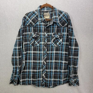 BKE Pearl Snap Shirt Men's XL Plaid Long Sleeve Slim Fit blue - Picture 1 of 9