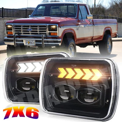 Подходит для Ford F-150 F-250 F-350 1978-1986 хромированная светодиодная фара дальний свет дневной ход сигнал поворота - Изображение 1 из 4