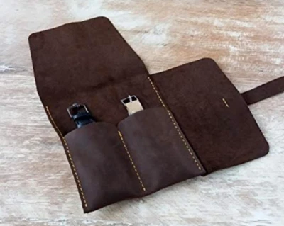 Reloj Pulsera Bolsa Funda Soporte Cuero Vaca Almacenamiento Bolsillo Estuche Café x13 Foto 1 de 4