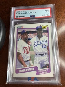1990 Fleer #635 Human Dynamos Bo Jackson & Kirby Puckett PSA 9 MINT - Bild 1 von 2