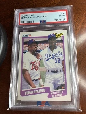 1990 Fleer #635 Human Dynamos Bo Jackson & Kirby Puckett PSA 9 MINT - Image 1 of 2