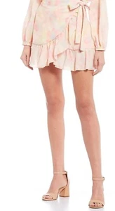 Chelsea & Violet Flowy Pink Yellow Layered Retro Ruffles Mini Skirt Size XS - Picture 1 of 8