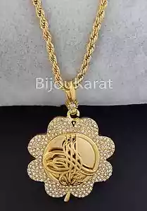 Osmanli Tugra altini Kolye Ceyrek 24 Karat GP Altin Zincir Kleeblatt Gold Kette - Bild 1 von 1