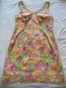VGUC Lilly Pulitzer Shift Dress - Juice Bar, Sz 8 lace, RARE, Vneck, Tiki - Picture 1 of 12