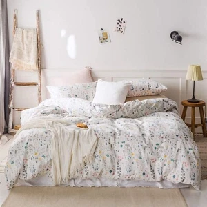 Garden Style Floral Duvet Cover Twin Girl Flower Print Comforter Cover 100% C... - Picture 1 of 8