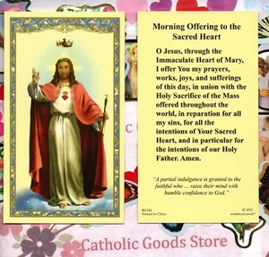 Morning Offering to the Sacred Heart  - Paperstock Holy Card AU - Picture 1 of 3