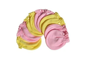 6 Pairs Cotton Newborn Baby/infant No Scratch Mittens Gloves - Yellow Pink Mix - Picture 1 of 1