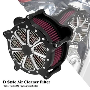 Black Air Cleaner Filter Red Intake Fit For Harley M8 Touring Softail 2017-2025 - Foto 1 di 13