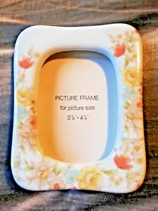 Vintage Ceramic Photo Frame, Pastel Floral Design Cottage (change photo. easy) - Picture 1 of 6