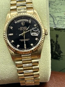 Authentic Rolex 18k Gold Day-Date President Black Diamond Dial.#3 - Picture 1 of 10