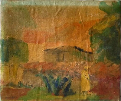 Dipinto A Olio Espressivo Eugenij Klenø 1921-2005 Paesaggio Con Casa 60 X 70 Cm - Bild 1 von 4