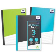 3 Medium Memo Pads - A6 Lines Paper 100 Pages School Office Notepads Notebooks