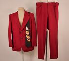 Men's VTG 70s 2 PC Dark Red Leisure Suit W Tie Sz L 1970s Polyester Disco