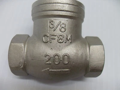 NEW SHARPE CF8M 3/8" STAINLESS SWING CHECK VALVE 200 WP 200WP 316SS  - Image 1 of 4