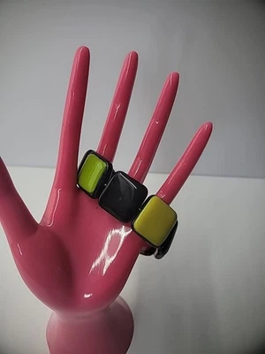 Pulsera Brazalete Vintage Verde Amarillo Rojo Elástico Joyería Disfraz Foto 1 de 4