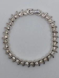 Pulsera Tenis Estrás Tono Plateado Pequeña 7" - Imagen 1 de 3
