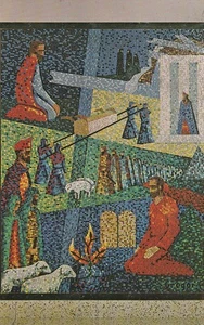 Künstlerpostkarte Das Alte Testament Ereignisse mit einem Kreuz halbiert den Tafelvorder - Bild 1 von 2