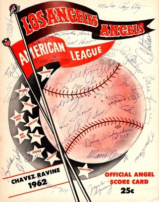 1962 Los Angeles Angels Kansas City Athletics Program w/ 27 Autographs on Cover - Image 1 of 4