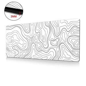 Topographic White/Black Gaming Mouse Pad With Perfect Wide, B1E2 F2V2 A4Q8 R0S5 - Afbeelding 1 van 12