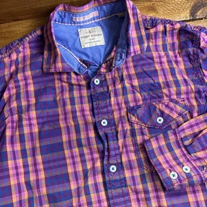 Tommy Bahama Shirt Men's LARGE Blue Pink Orange Plaid Long Slv Beach Colorful - Picture 1 of 11