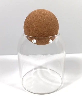 Glass Storage Container with Ball Cork Kitchen Glass Jar Candy Jars 5.25" Tall - Image 1 of 4