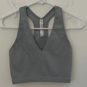 Free People Movement Gray Ribbed Crop Tank Top Medium - Picture 1 of 5