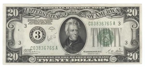 1928 A $20 Federal Reserve Note Bill Twenty Dollar VF+  WOODS MELLON F-2051C - Picture 1 of 2