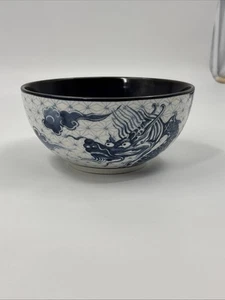 Williams Sonoma Korean Table Seoul Collection Blue Dragon Noodle Bowl 7" - Picture 1 of 12