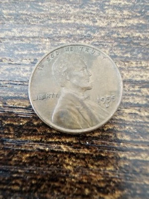 1955 D Wheat Penny One Of A Kind With Multiple Die Errors And Die Chip Obverse  - Image 1 of 4