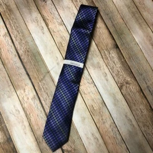 Perry Ellis Portfolio Neck Tie Purple Multicolor Check Diagonal Stripe Tie - Picture 1 of 1
