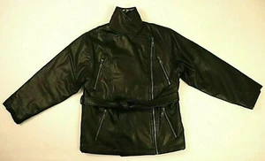 Outbrook Girls S 7-8 Faux Leather Jacket Full Zip Pockets Cheetah Print Fur - Picture 1 of 10