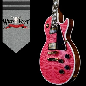 Gibson Custom Shop M2M Les Paul Custom Trans Pink 5A Quilt Maple Top 9.60 LBS - Picture 1 of 11