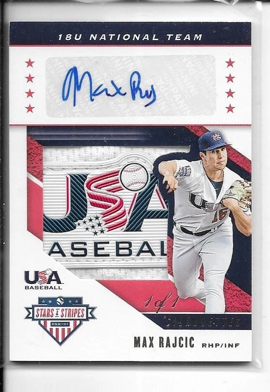 2019 Panini USA Baseball MAX RAJCIC RC Logo PATCH AUTOGRAPH AUTO 1/1 - UCLA - Image 1 of 1