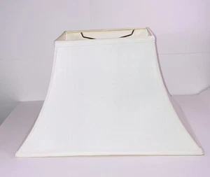 Raw Shantung Silk Square Bell 18” Vintage Washer Lampshade Elegant White - Picture 1 of 15
