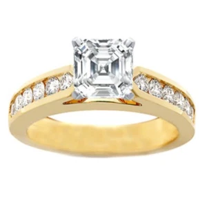 Klassischer Kathedrale-Verlobungsring mit Diamanten im Asscher-Schliff und runden Diamantakzenten - Bild 1 von 1